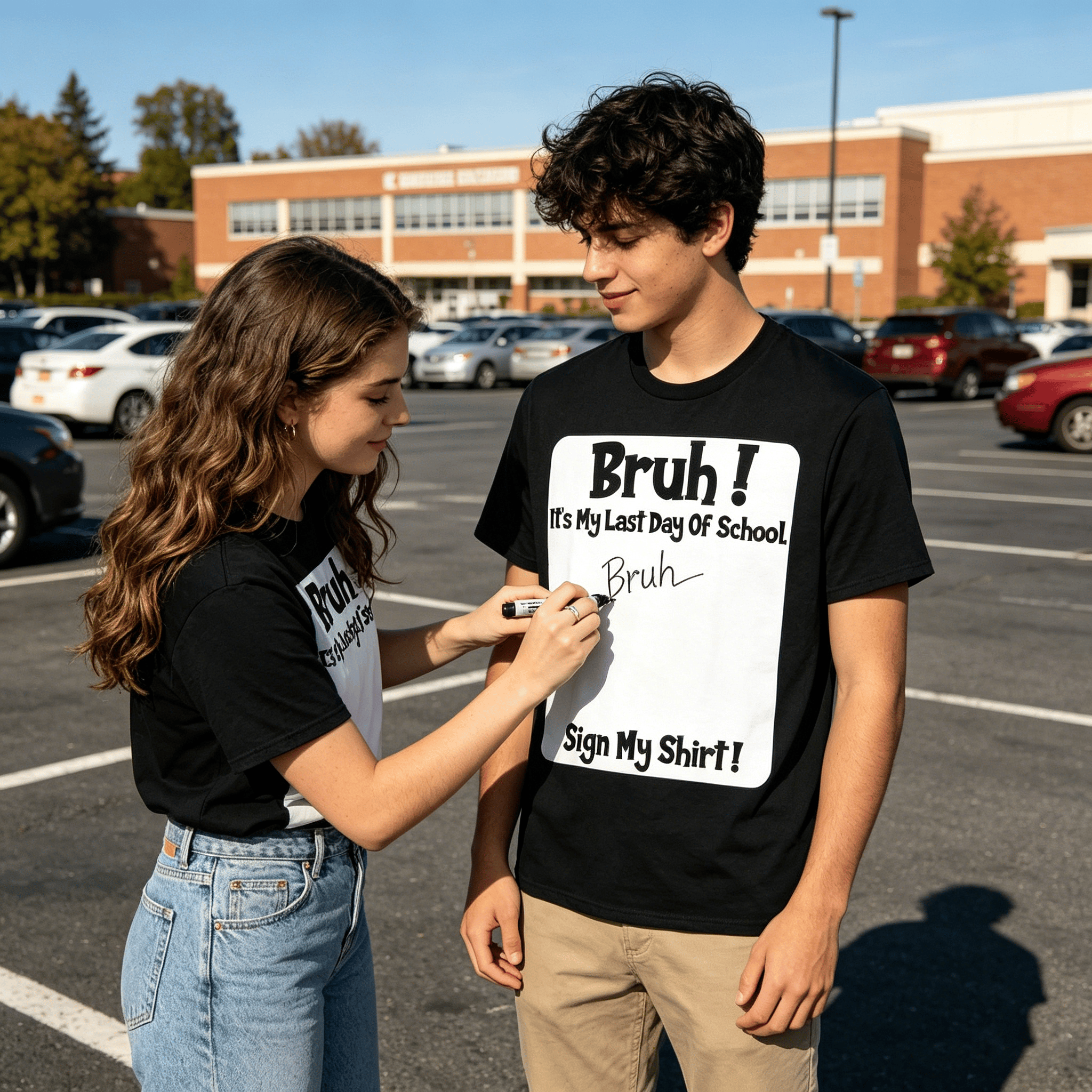 Bruh It'S My Last Day Of School Sign My T-Shirt For Boys/Girls Soft Fabric💋