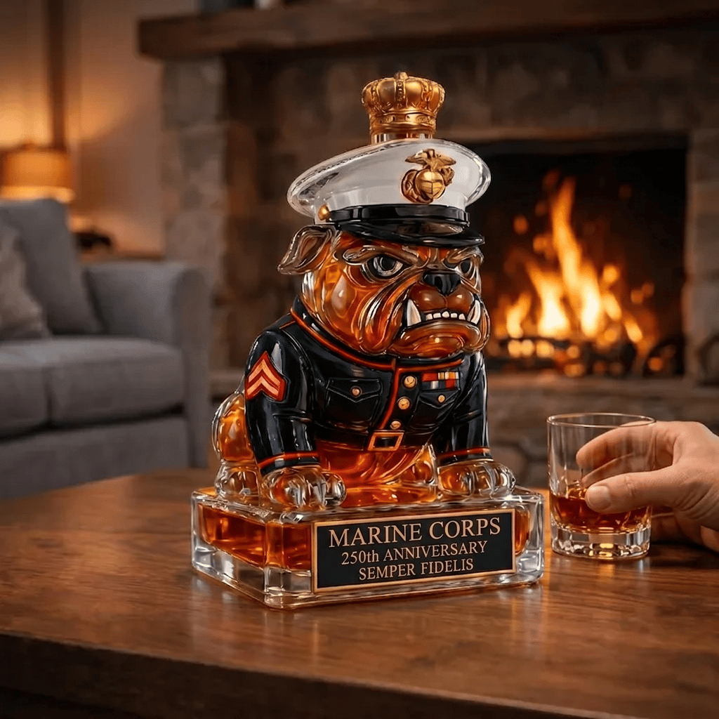 👑 Marine Corps The 250th Anniversary Devil Dog Whiskey Bottle💋