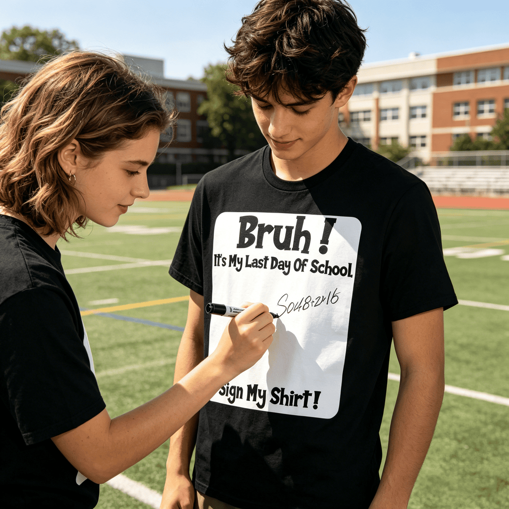 Bruh It'S My Last Day Of School Sign My T-Shirt For Boys/Girls Soft Fabric💋