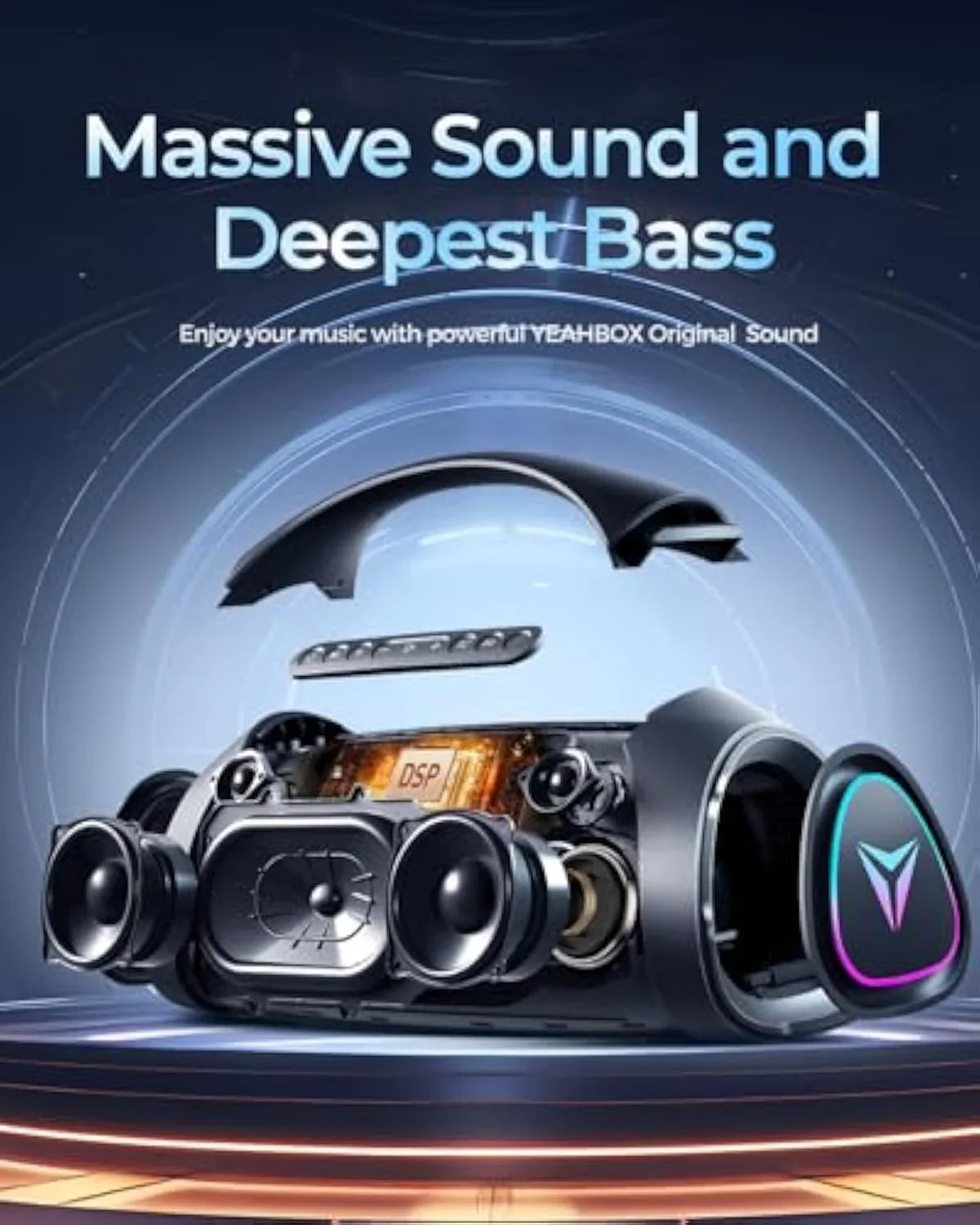 Large Bluetooth Speaker Loud, Massive Bass, IPX66 Waterproof Party Portable Speaker with Subwoofer/EQ/Fast Charge💋