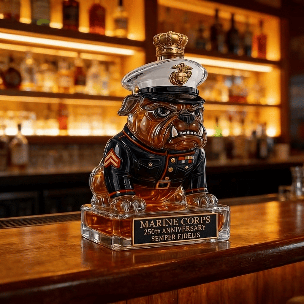 👑 Marine Corps The 250th Anniversary Devil Dog Whiskey Bottle💋
