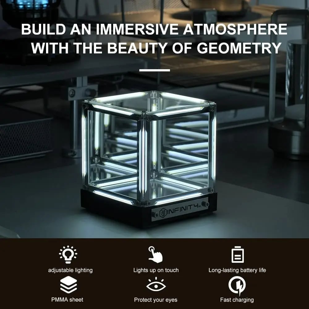 4D RGB Infinity Mirror Cube Light - Wireless Rechargeable Abyss Lamp💋