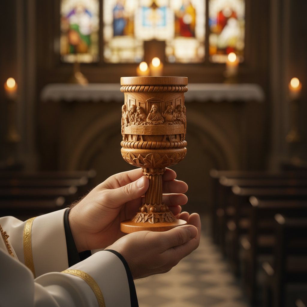 Boxwood "Last Supper" Chalice  Hand-Carved Communion Cup | Eternal Symbol of Redemption & Fellowship💋