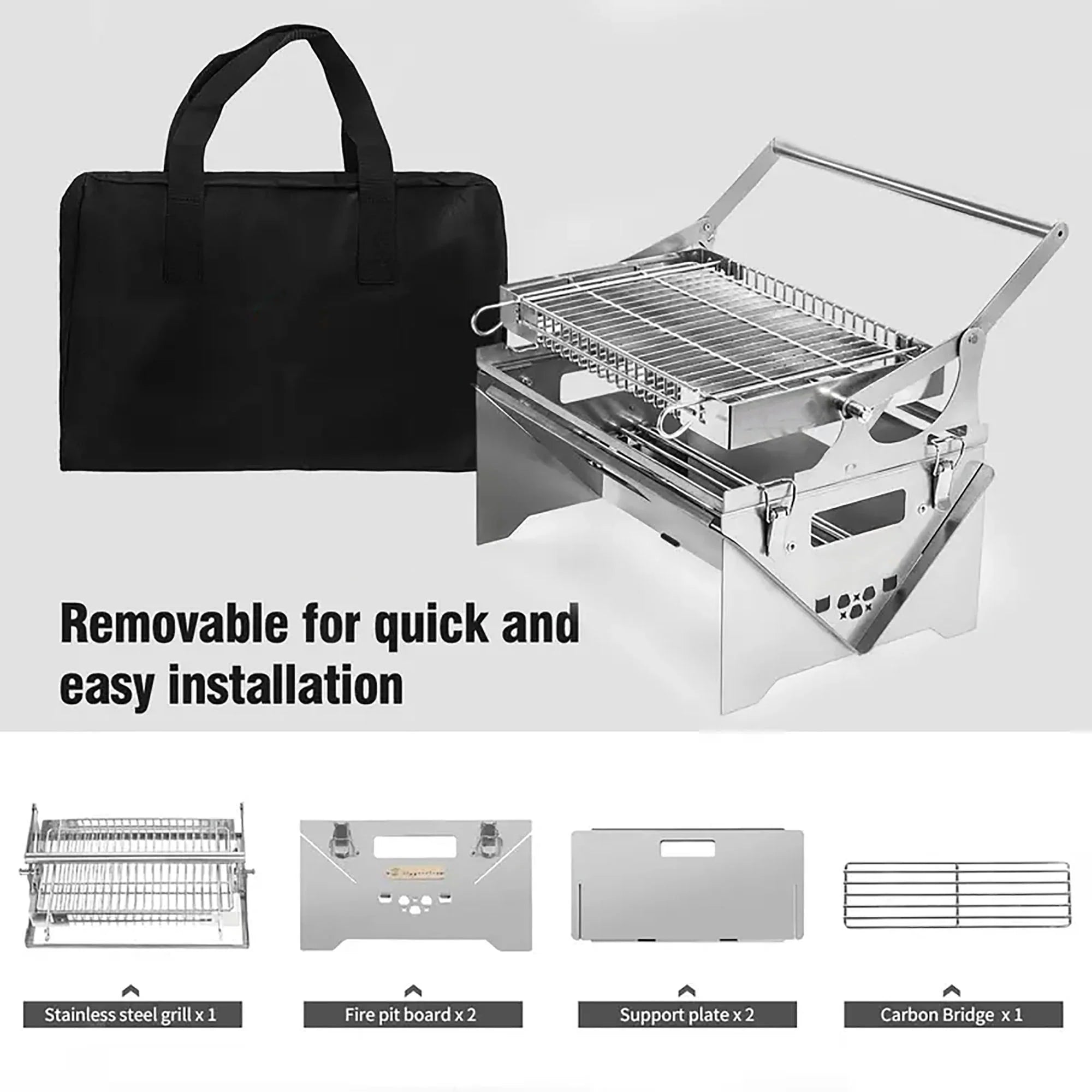 360° Rotating Barbecue Grill, Stainless SteelFlipping Barbecue Grills, Portable CampingCharcoal BBQ Grill Outdoor, Detachable PortableCharcoal Barbecue Grill for Picnic Yard Part🔥