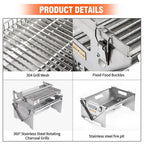 360° Rotating Barbecue Grill, Stainless SteelFlipping Barbecue Grills, Portable CampingCharcoal BBQ Grill Outdoor, Detachable PortableCharcoal Barbecue Grill for Picnic Yard Part🔥