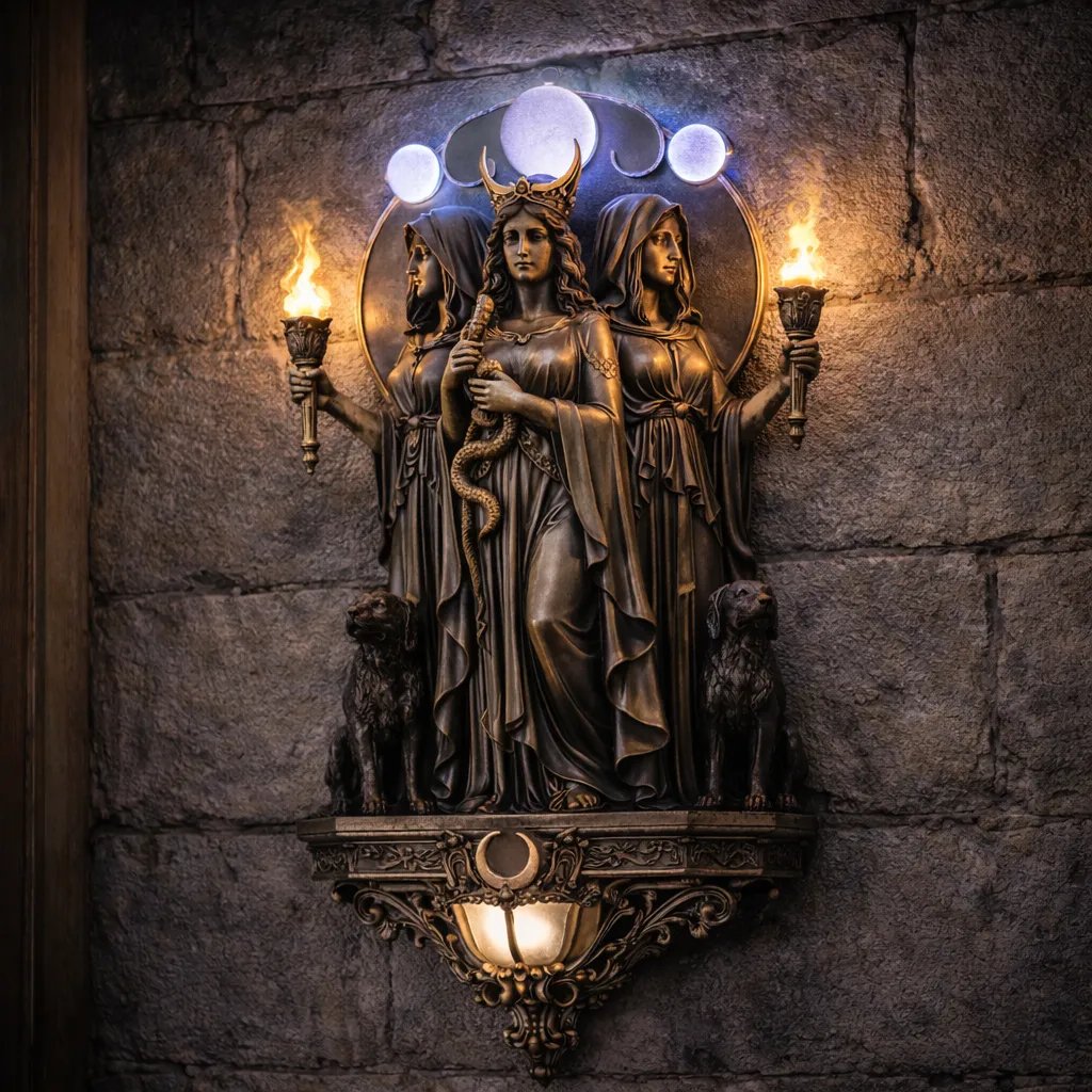 🌙 Hecate Wall Lamp – The Triple Goddess Illuminates Your Space 🔮🕯️💋