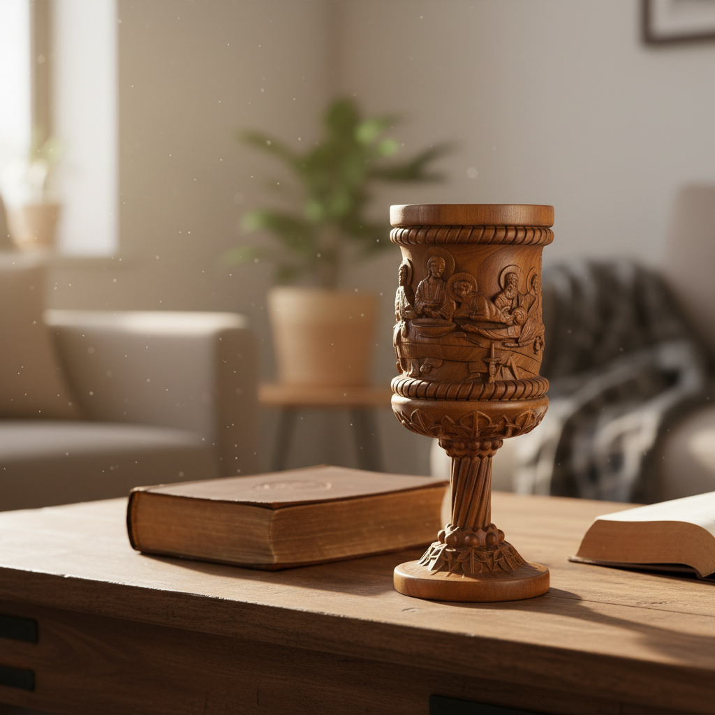 Boxwood "Last Supper" Chalice  Hand-Carved Communion Cup | Eternal Symbol of Redemption & Fellowship💋