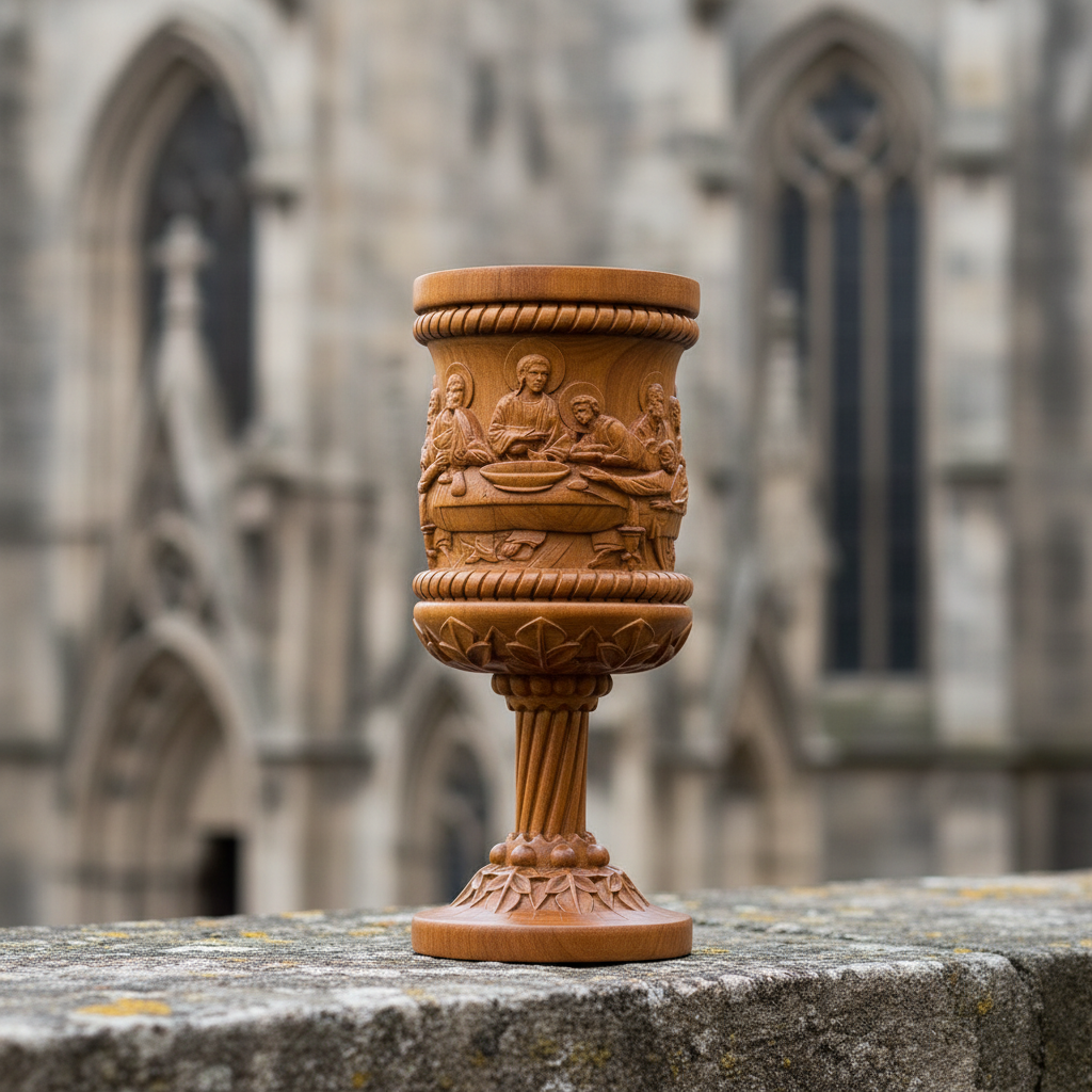 Boxwood "Last Supper" Chalice  Hand-Carved Communion Cup | Eternal Symbol of Redemption & Fellowship💋