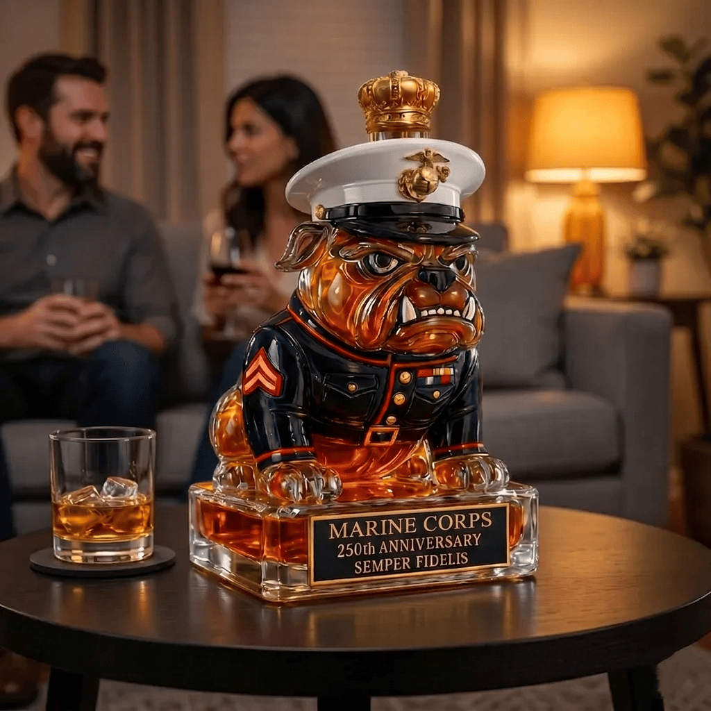 👑 Marine Corps The 250th Anniversary Devil Dog Whiskey Bottle💋