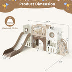9 in 1 Toddler Slide Set, Kids Climber Slide Playset w/Long Slope, Telescope, Storage Space, Enclosed Steps, Indoor Outdoor Playground for Age 3+ Years Old (White & Gray)💋