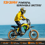 Electric Bike for Adults/Teen,2000W/3000W Peak Dual Motor,37.5/32 MPH, 48V/52V, 20AH-40AH Dual Battery Ebike,80/160 Miles 20" Fat Tire Electric Dirt bike,Electric Moped Ebike for Adults💋
