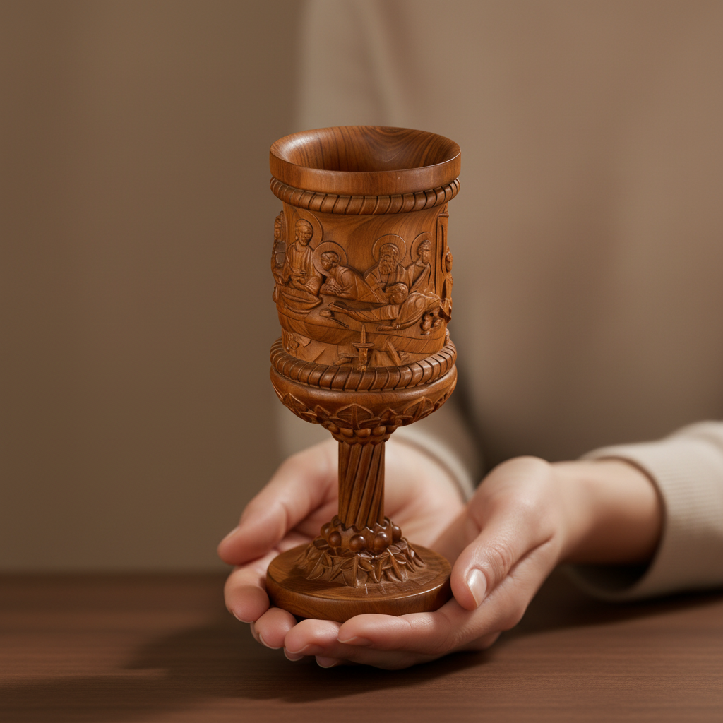 Boxwood "Last Supper" Chalice  Hand-Carved Communion Cup | Eternal Symbol of Redemption & Fellowship💋