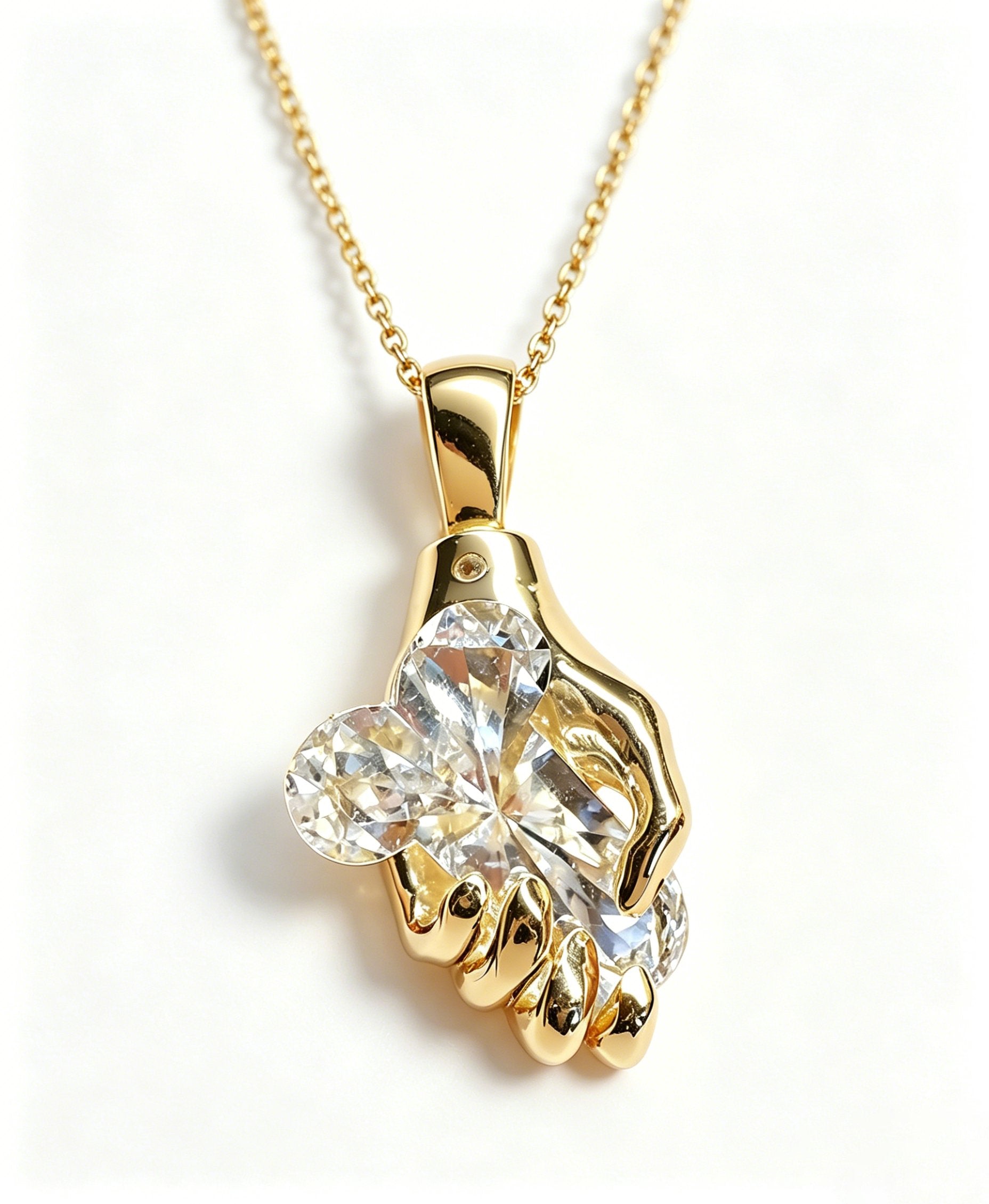 ✨The Hand of Fortune Diamond Pendant – 14K Gold / 925 Sterling Silver💋