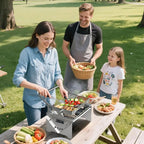 360° Rotating Barbecue Grill, Stainless SteelFlipping Barbecue Grills, Portable CampingCharcoal BBQ Grill Outdoor, Detachable PortableCharcoal Barbecue Grill for Picnic Yard Part🔥
