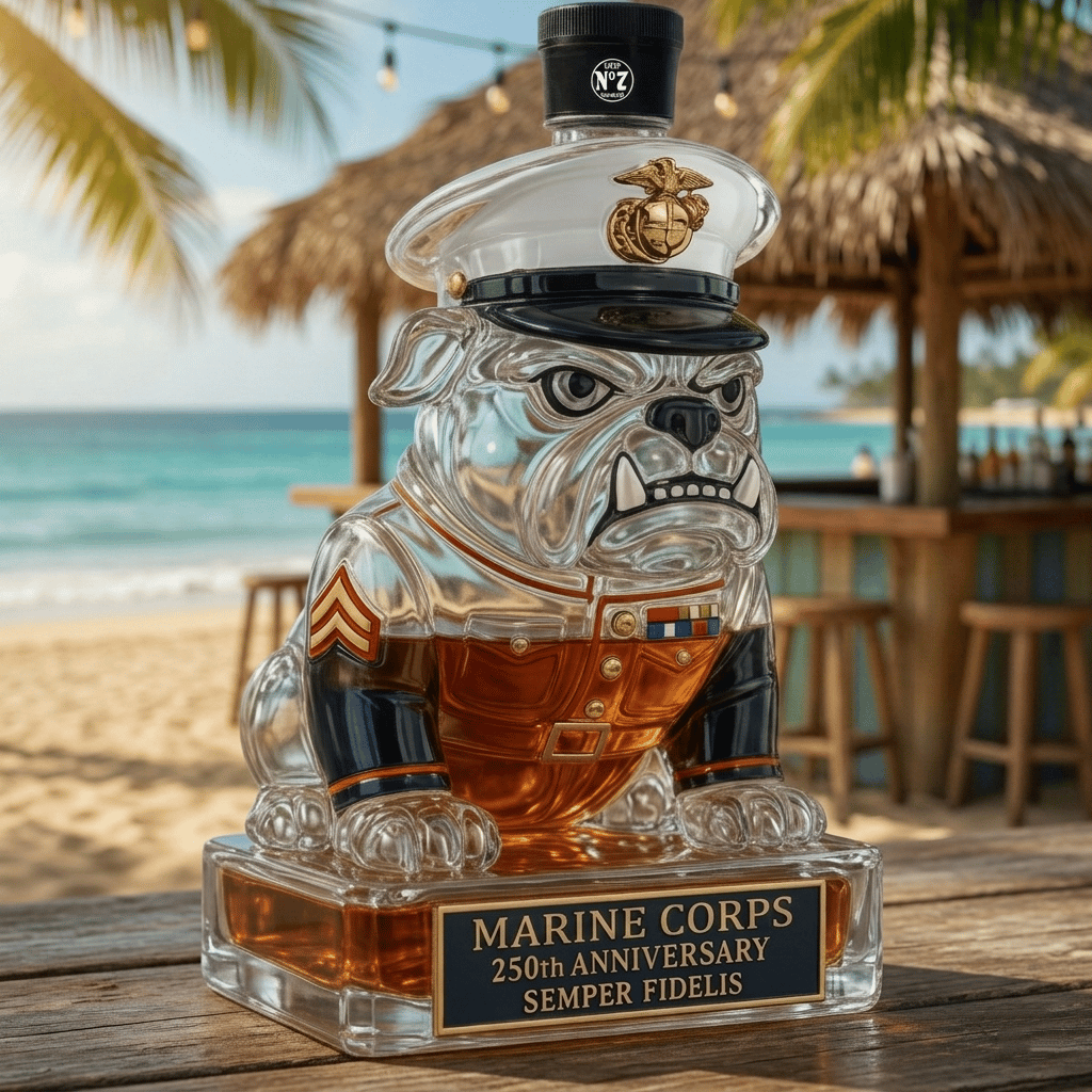 👑 Marine Corps The 250th Anniversary Devil Dog Whiskey Bottle💋