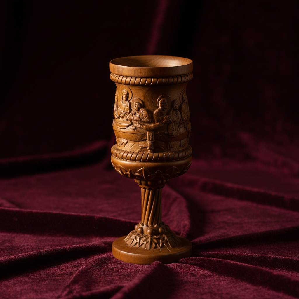 Boxwood "Last Supper" Chalice  Hand-Carved Communion Cup | Eternal Symbol of Redemption & Fellowship💋