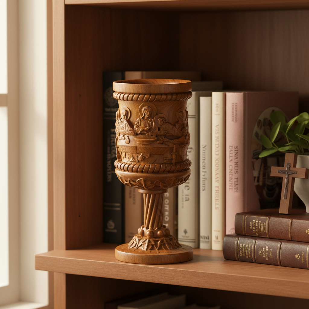 Boxwood "Last Supper" Chalice  Hand-Carved Communion Cup | Eternal Symbol of Redemption & Fellowship💋
