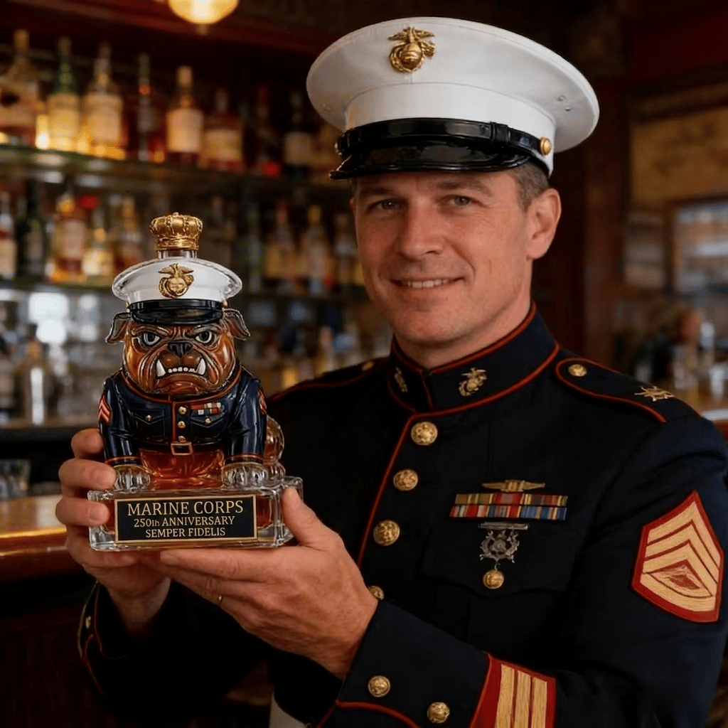 👑 Marine Corps The 250th Anniversary Devil Dog Whiskey Bottle💋