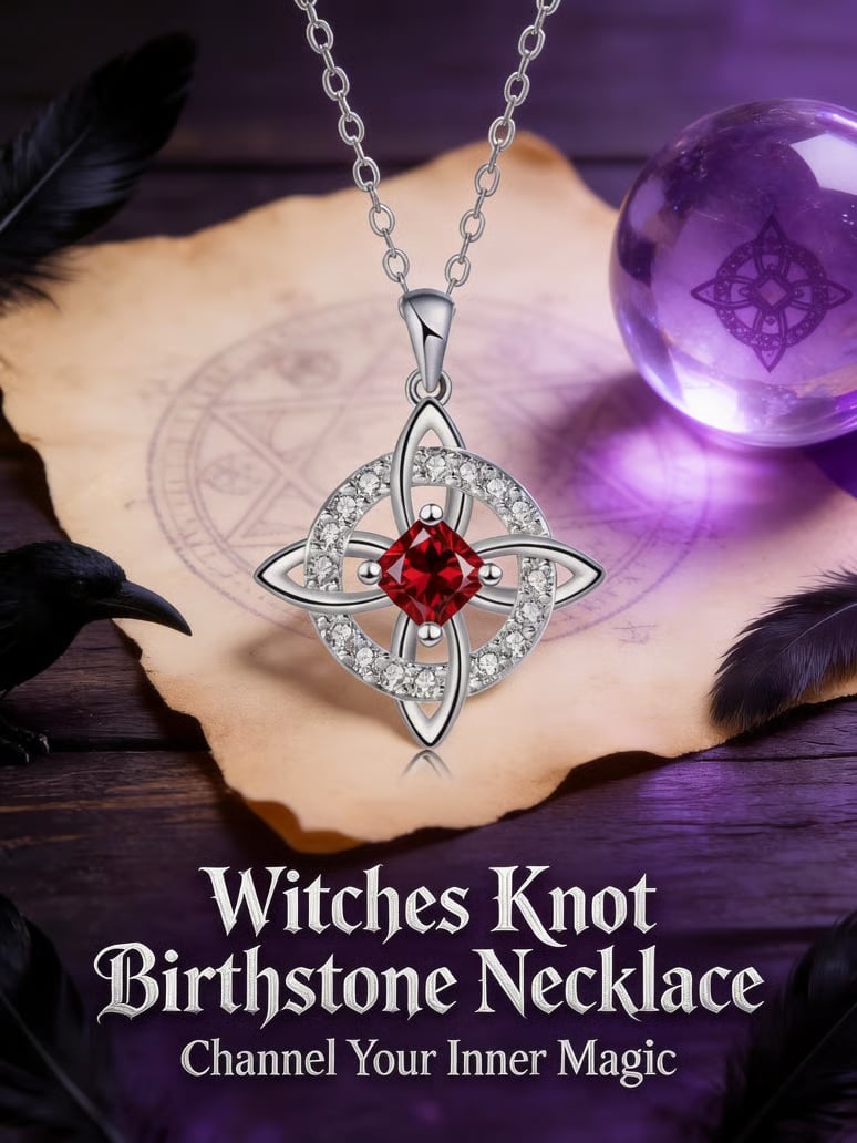 Mystical Birthstone Witches Knot Necklace – Natural Crystal🔮💞Protect Your Loved Ones💋