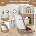 9 in 1 Toddler Slide Set, Kids Climber Slide Playset w/Long Slope, Telescope, Storage Space, Enclosed Steps, Indoor Outdoor Playground for Age 3+ Years Old (White & Gray)💋