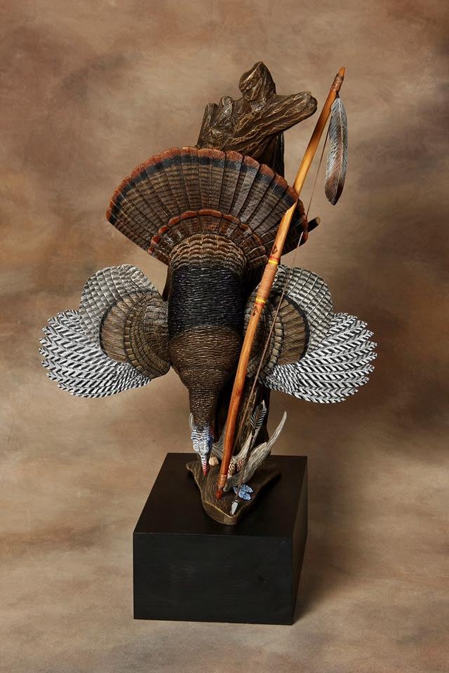 Miniature Wild Turkey Carved Hanging Ornament💋