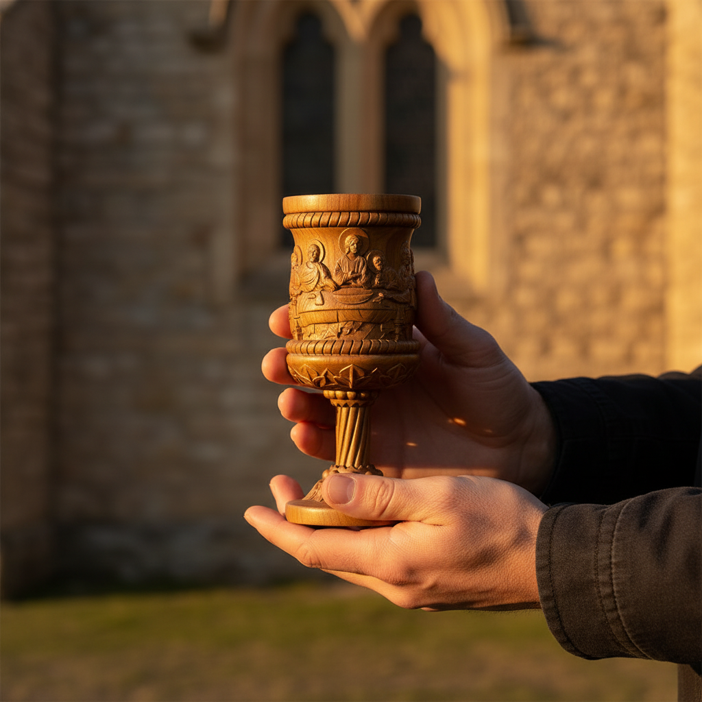 Boxwood "Last Supper" Chalice  Hand-Carved Communion Cup | Eternal Symbol of Redemption & Fellowship💋