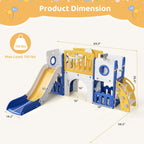 9 in 1 Toddler Slide Set, Kids Climber Slide Playset w/Long Slope, Telescope, Storage Space, Enclosed Steps, Indoor Outdoor Playground for Age 3+ Years Old (White & Gray)💋