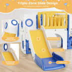 9 in 1 Toddler Slide Set, Kids Climber Slide Playset w/Long Slope, Telescope, Storage Space, Enclosed Steps, Indoor Outdoor Playground for Age 3+ Years Old (White & Gray)💋