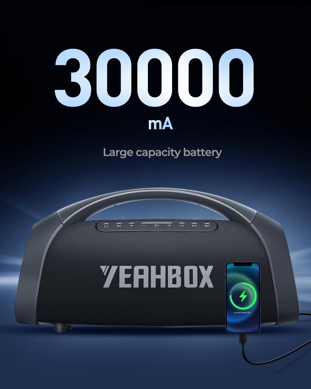 Large Bluetooth Speaker Loud, Massive Bass, IPX66 Waterproof Party Portable Speaker with Subwoofer/EQ/Fast Charge💋