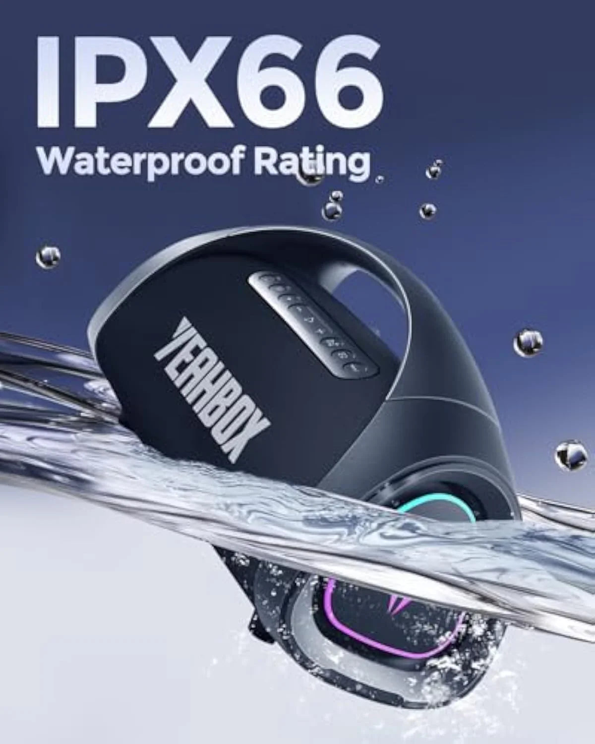 Large Bluetooth Speaker Loud, Massive Bass, IPX66 Waterproof Party Portable Speaker with Subwoofer/EQ/Fast Charge💋