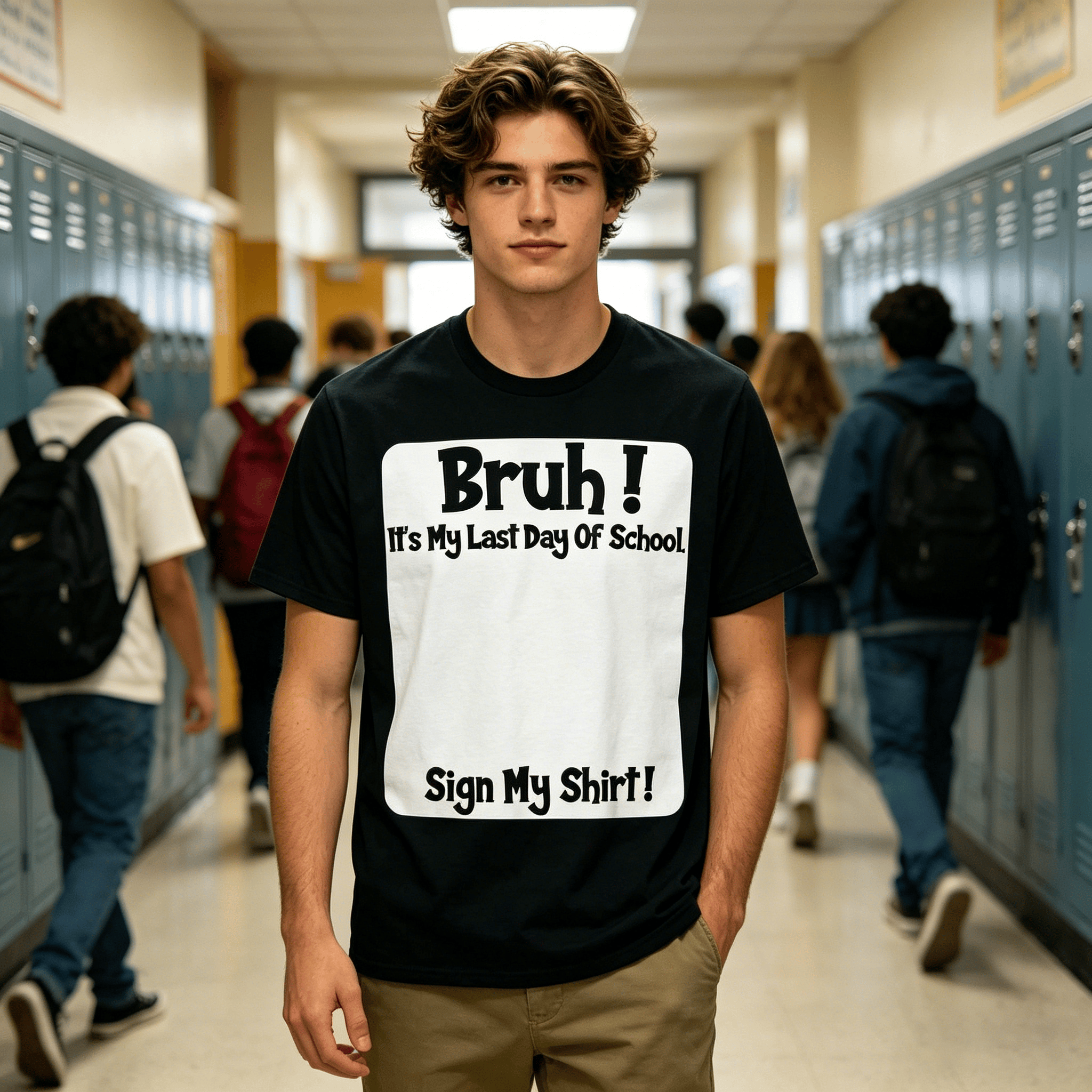 Bruh It'S My Last Day Of School Sign My T-Shirt For Boys/Girls Soft Fabric💋