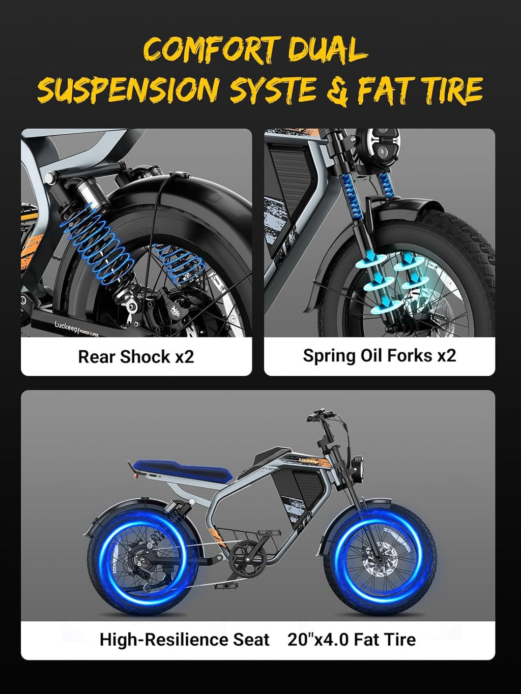 Electric Bike for Adults/Teen,2000W/3000W Peak Dual Motor,37.5/32 MPH, 48V/52V, 20AH-40AH Dual Battery Ebike,80/160 Miles 20" Fat Tire Electric Dirt bike,Electric Moped Ebike for Adults💋
