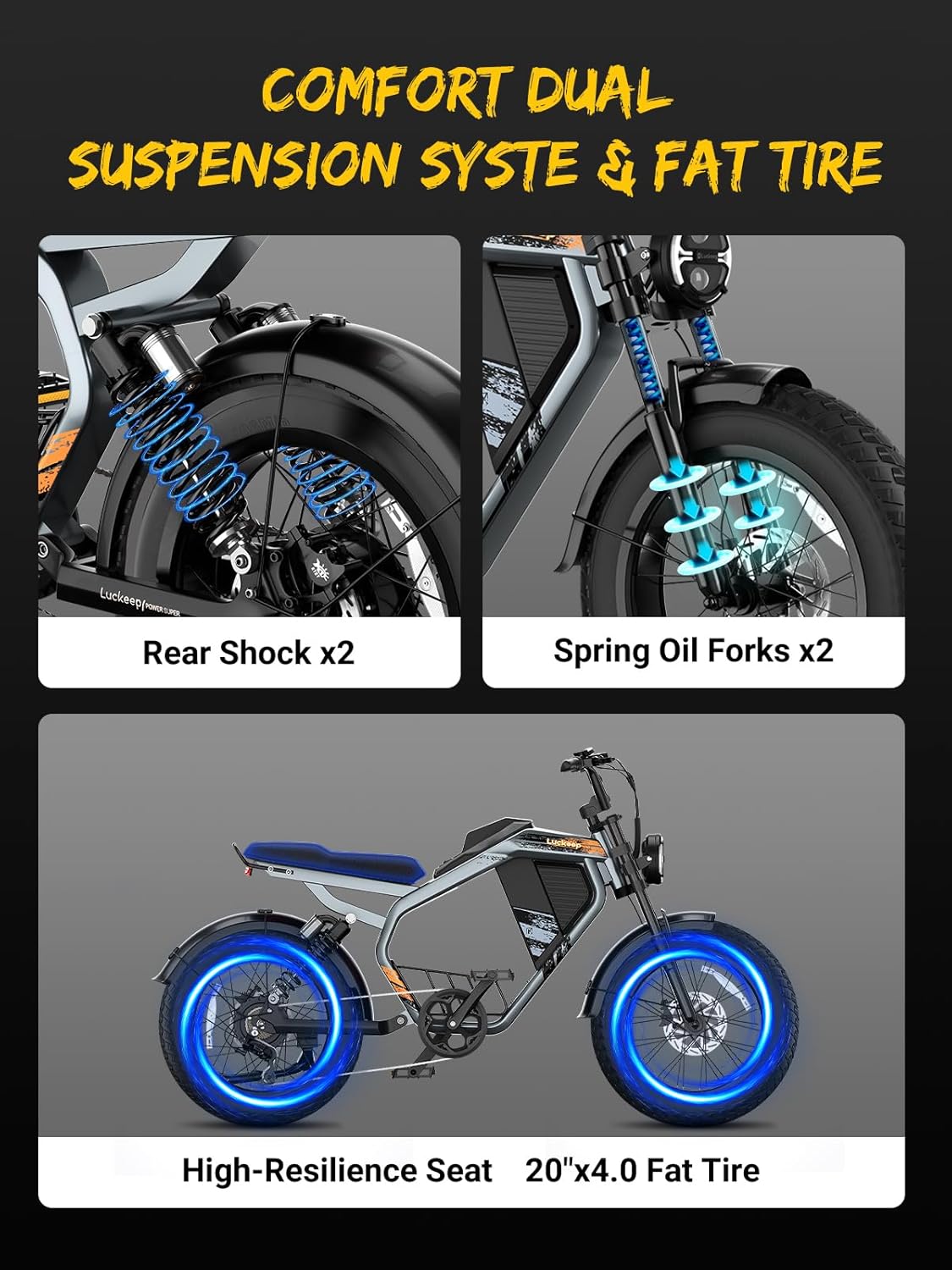 Electric Bike for Adults/Teen,2000W/3000W Peak Dual Motor,37.5/32 MPH, 48V/52V, 20AH-40AH Dual Battery Ebike,80/160 Miles 20" Fat Tire Electric Dirt bike,Electric Moped Ebike for Adults💋