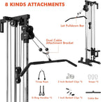 Wall Mount Cable Station, Cable Crossover Machine with Dual Pulley System and 18 Adjustable Positions for Home Gym Fitness Equipment🔥