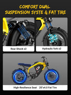 Electric Bike for Adults/Teen,2000W/3000W Peak Dual Motor,37.5/32 MPH, 48V/52V, 20AH-40AH Dual Battery Ebike,80/160 Miles 20" Fat Tire Electric Dirt bike,Electric Moped Ebike for Adults💋