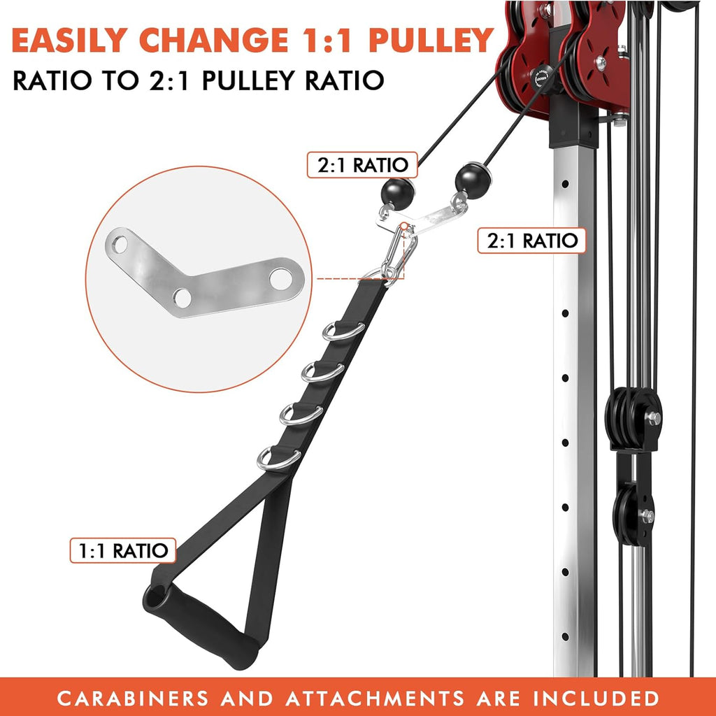Wall Mount Cable Station, Cable Crossover Machine with Dual Pulley System and 18 Adjustable Positions for Home Gym Fitness Equipment🔥