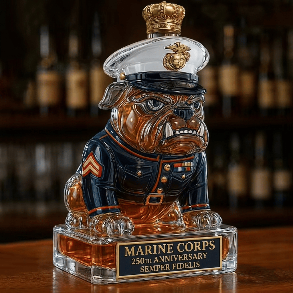 👑 Marine Corps The 250th Anniversary Devil Dog Whiskey Bottle💋