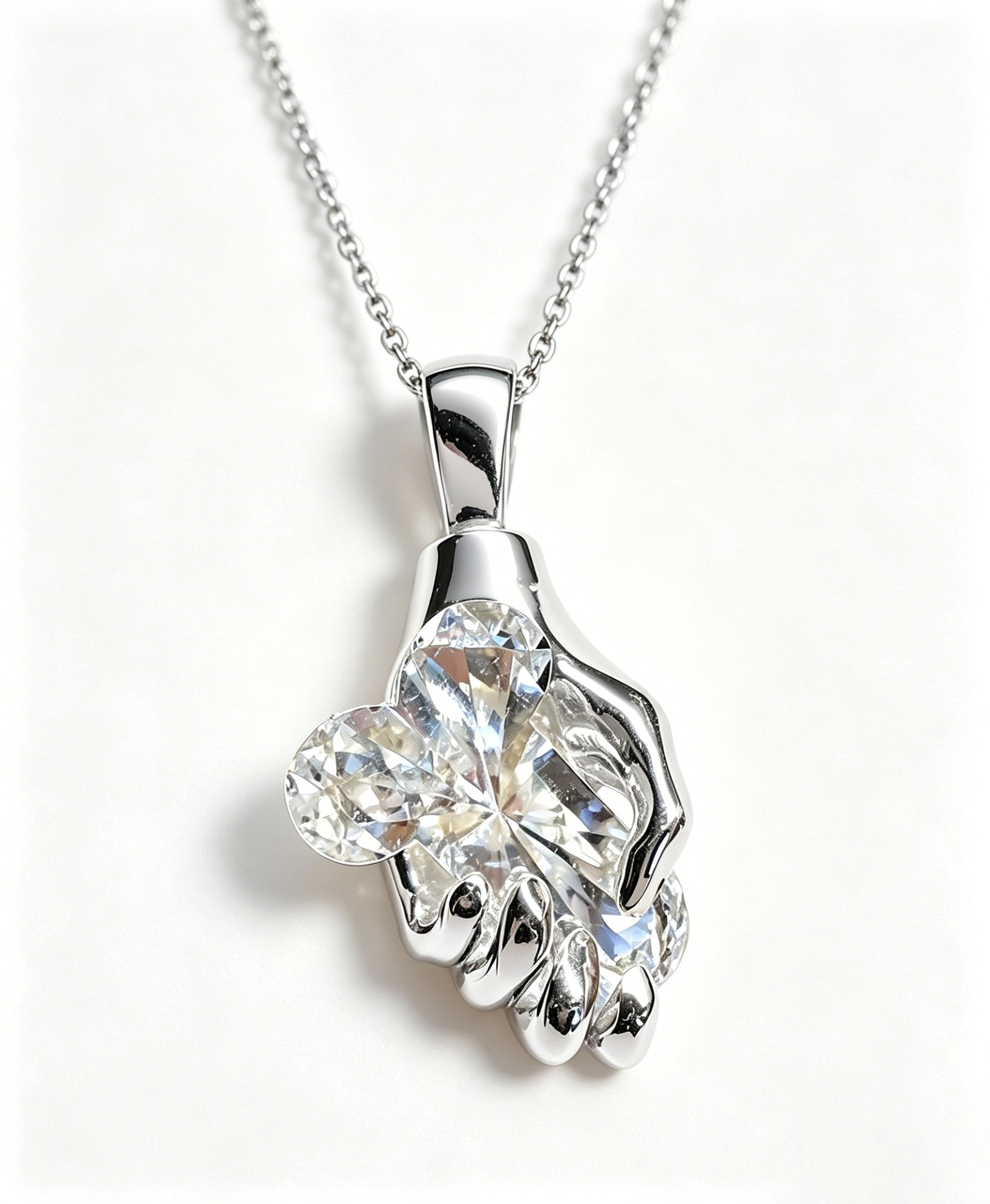 ✨The Hand of Fortune Diamond Pendant – 14K Gold / 925 Sterling Silver💋