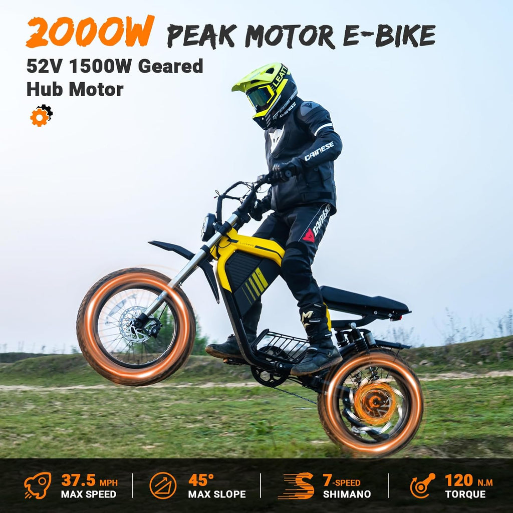 Electric Bike for Adults/Teen,2000W/3000W Peak Dual Motor,37.5/32 MPH, 48V/52V, 20AH-40AH Dual Battery Ebike,80/160 Miles 20" Fat Tire Electric Dirt bike,Electric Moped Ebike for Adults💋