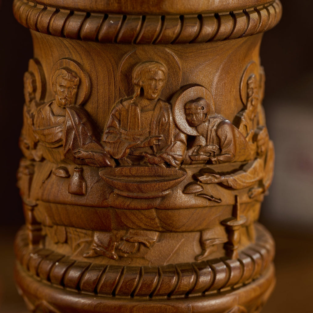 Boxwood "Last Supper" Chalice  Hand-Carved Communion Cup | Eternal Symbol of Redemption & Fellowship💋