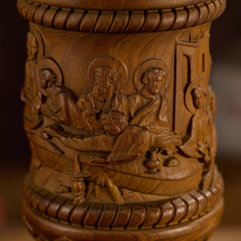 Boxwood "Last Supper" Chalice  Hand-Carved Communion Cup | Eternal Symbol of Redemption & Fellowship💋
