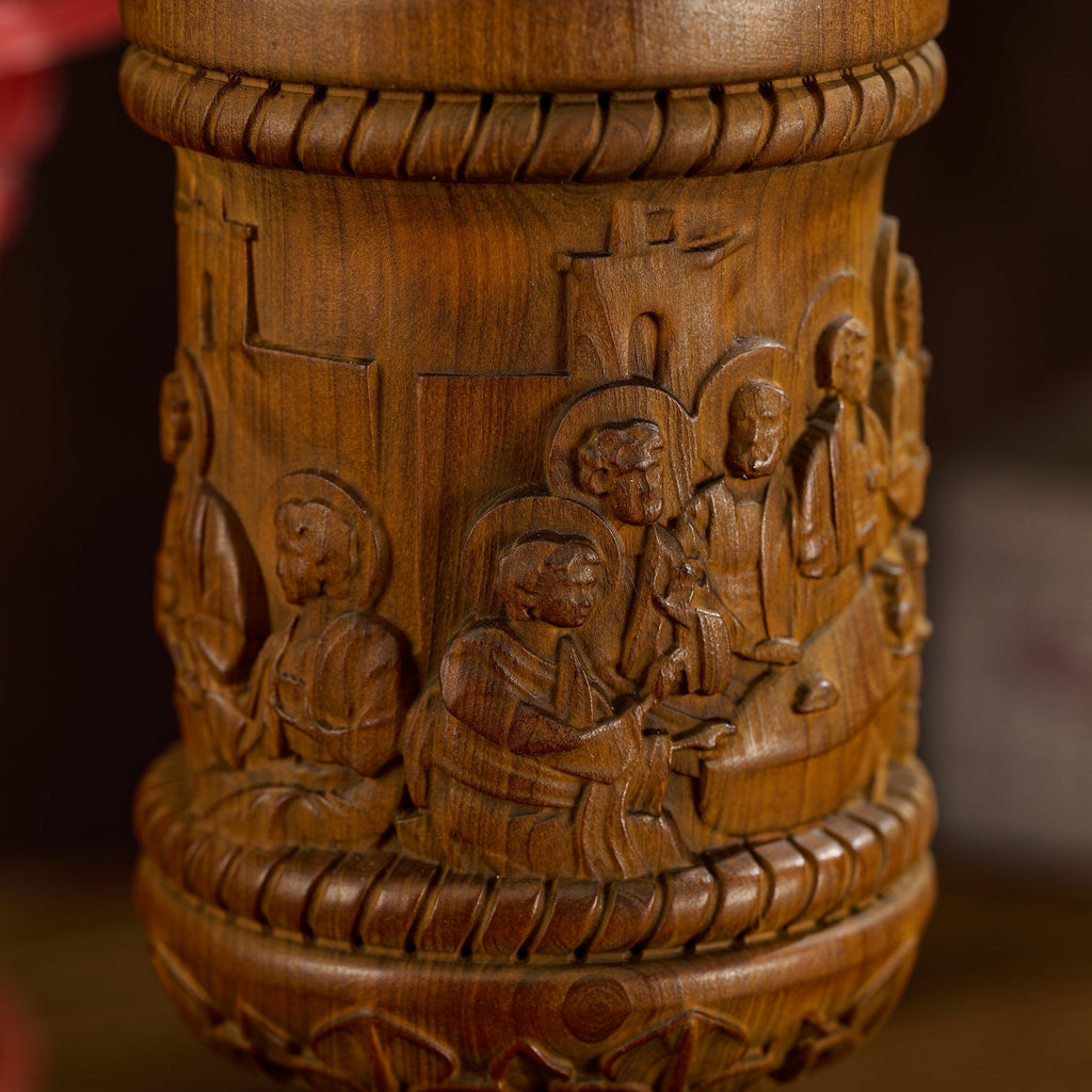 Boxwood "Last Supper" Chalice  Hand-Carved Communion Cup | Eternal Symbol of Redemption & Fellowship💋