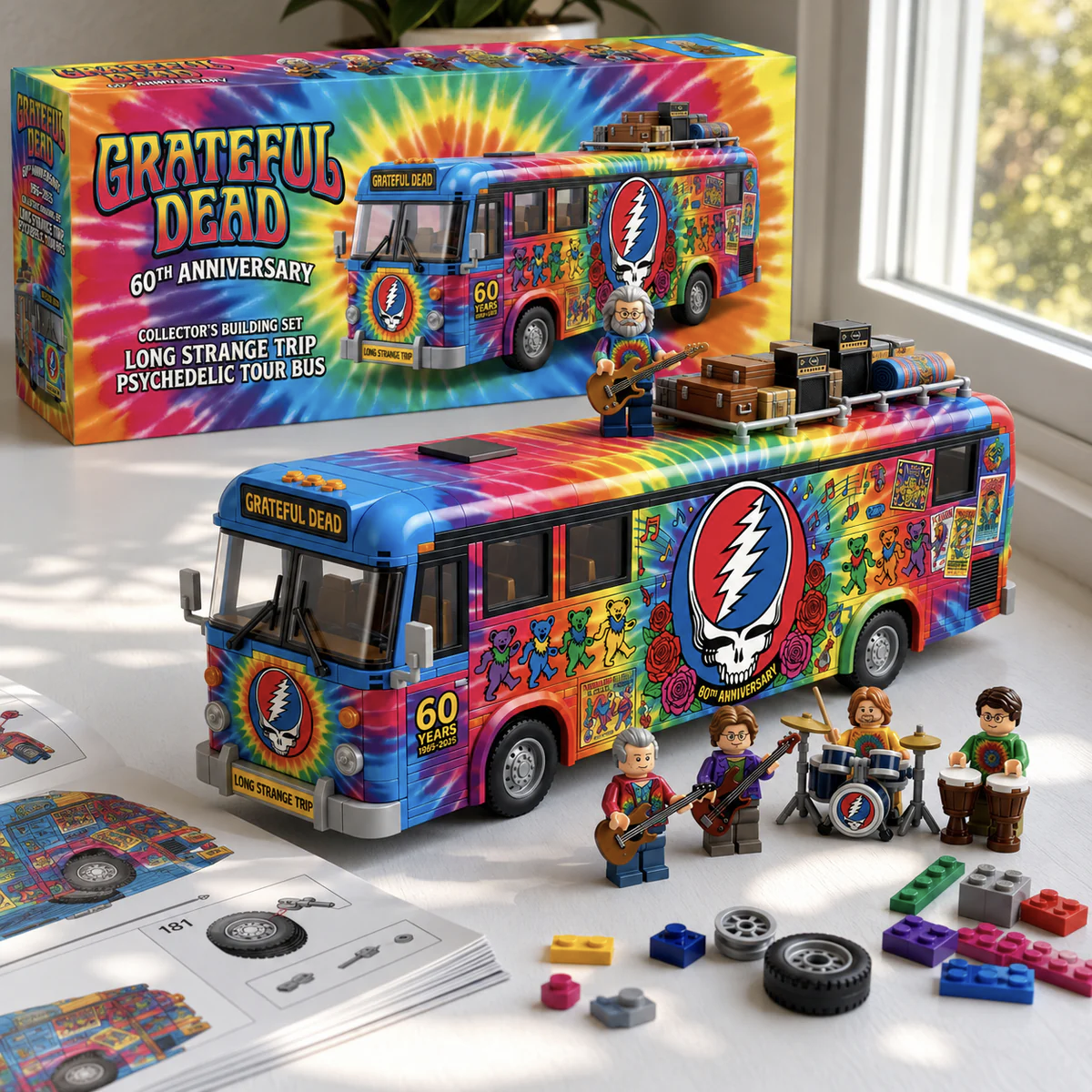 Grateful Dead 60th Anniversary Psychedelic Tour Bus Collector’s Building Set💋