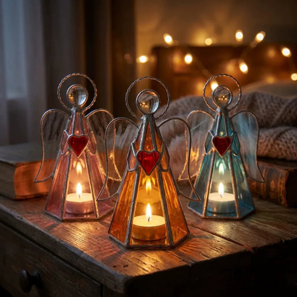 ✨ Guardian Angel Stained Glass Angel Candle Holder💋