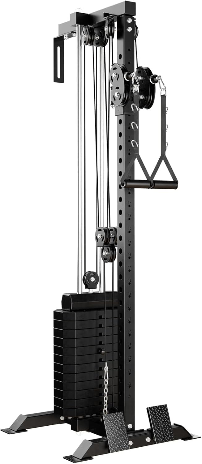 Wall Mount Cable Station, Cable Crossover Machine with Dual Pulley System and 18 Adjustable Positions for Home Gym Fitness Equipment🔥