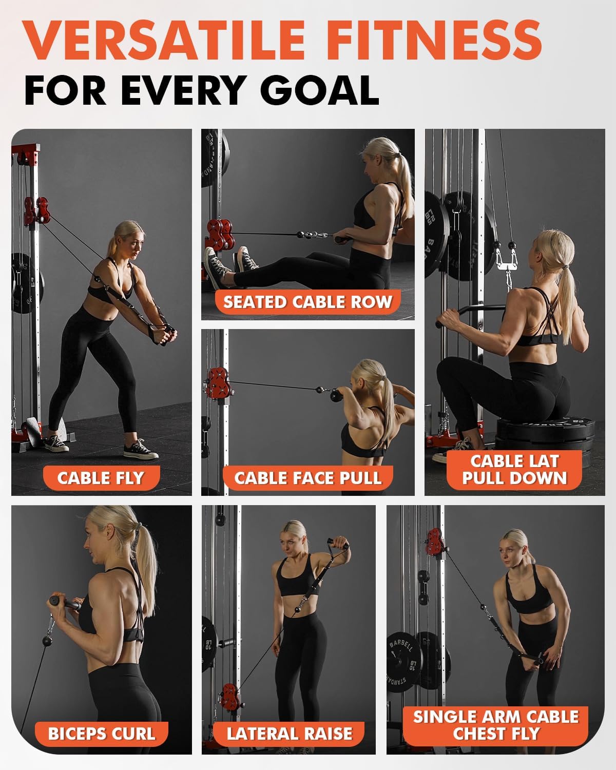 Wall Mount Cable Station, Cable Crossover Machine with Dual Pulley System and 18 Adjustable Positions for Home Gym Fitness Equipment🔥