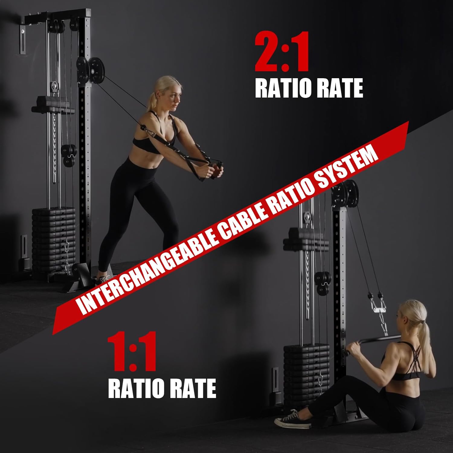 Wall Mount Cable Station, Cable Crossover Machine with Dual Pulley System and 18 Adjustable Positions for Home Gym Fitness Equipment🔥