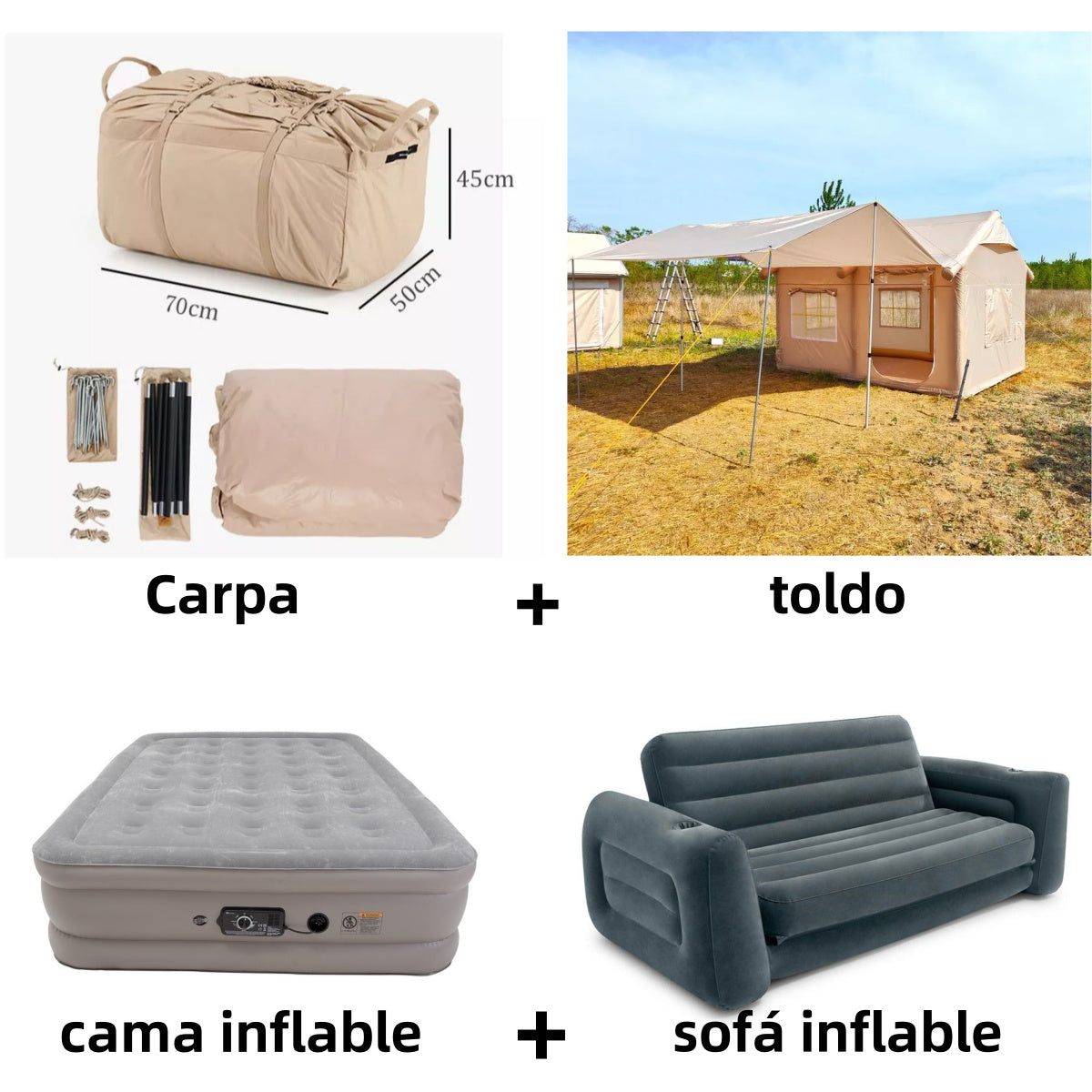 🎉⚡Hot Sale⚡Waterproof Light Weight Oxford Cloth Automatic Inflatable Tent With Camping Equipment💋