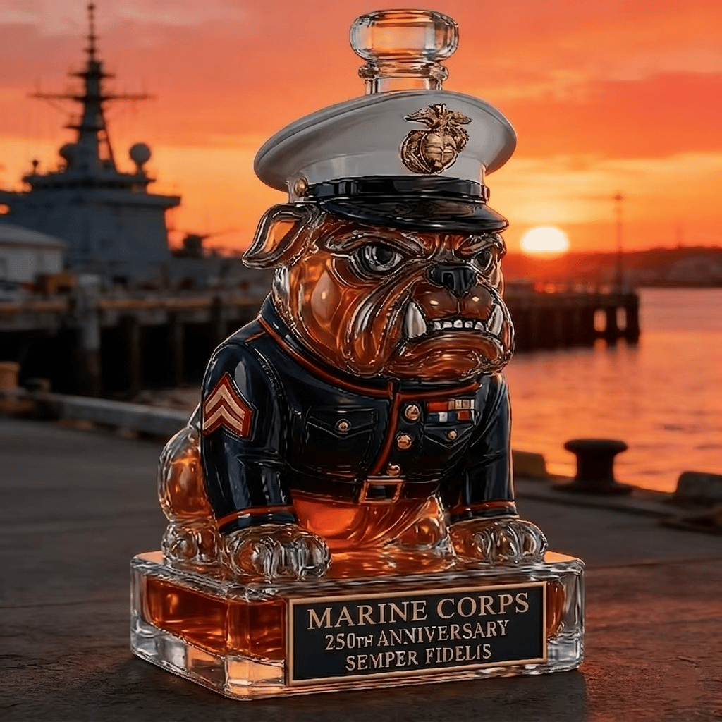 👑 Marine Corps The 250th Anniversary Devil Dog Whiskey Bottle💋