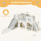 9 in 1 Toddler Slide Set, Kids Climber Slide Playset w/Long Slope, Telescope, Storage Space, Enclosed Steps, Indoor Outdoor Playground for Age 3+ Years Old (White & Gray)💋